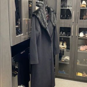 Cole Haan angora wool coat; sheared beaver collar